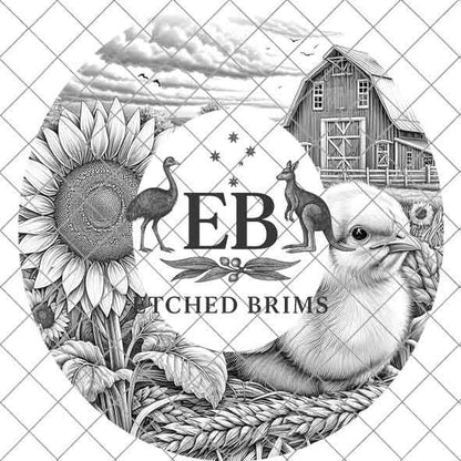 Chicken & Sunflowers, Hat Burning Design, Digital Download PNG, Hat Burning Templates, Laser Engraving Design, Hat Burning Stencils, EB505