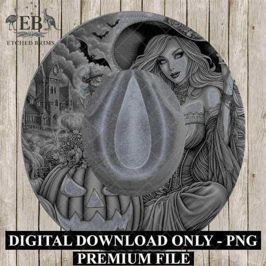 Halloween Hat Template, Witch, Pumpkin, Haunted House, Spooky Season, PNG, Hat Burning Stencil, Hat Burning Design, Engraving Pattern, EB433