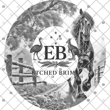Freisian Horse, Laser Hat Burning Design, Digital Download PNG, Hat Burning Template, Wide Brim Hat Engraving File, EB1201