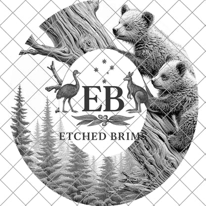 Bear Cubs, Hat Burning Design, Wide Briim Hat Template, Hat Laser Engraving Design, Digital Download PNG, EB741