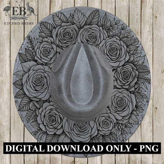 Hat Burning Design, Roses 6 Flowers Hat File, Hat Burning Stencil, PNG & PDF, Hat Burning Template, Laser Engraving Design, Hat File EB206