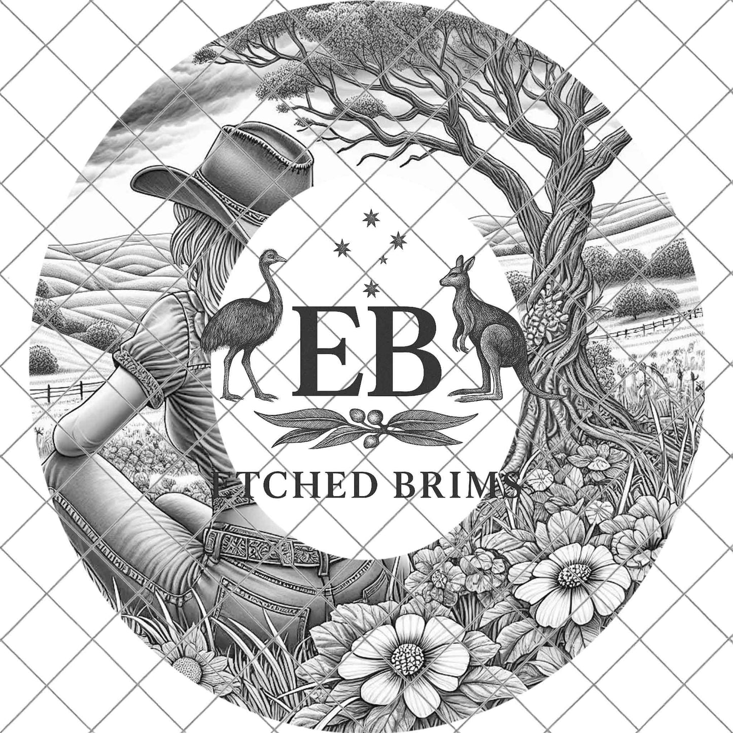 Cowgirl Wildflowers, Hat Burning Design, Digital Download PNG, Hat Burning Template, Hat Laser Engraving Design, Printable Stencil, EB754