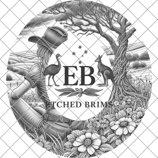 Cowgirl Wildflowers, Hat Burning Design, Digital Download PNG, Hat Burning Template, Hat Laser Engraving Design, Printable Stencil, EB754