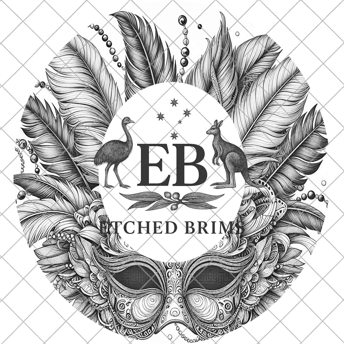 Mardi Gras Festival Mask Hat Burning Design, Laser Engraving Template, Western Cowboy Hat EB981