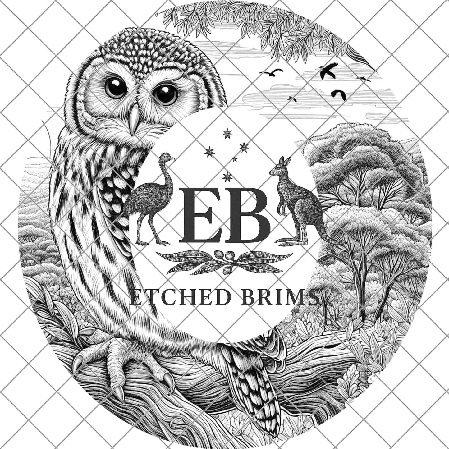 Owl 7 Laser Hat Burning Design, Digital Download PNG, Hat Burning Template, Hat Laser Engraving Design, Wide Brim Hat Laser File, EB625