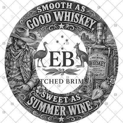 Cowboy Whiskey, Hat Burning Template, Wide Brim Laser Hat Engraving Design, Printable Stencil, EB1372