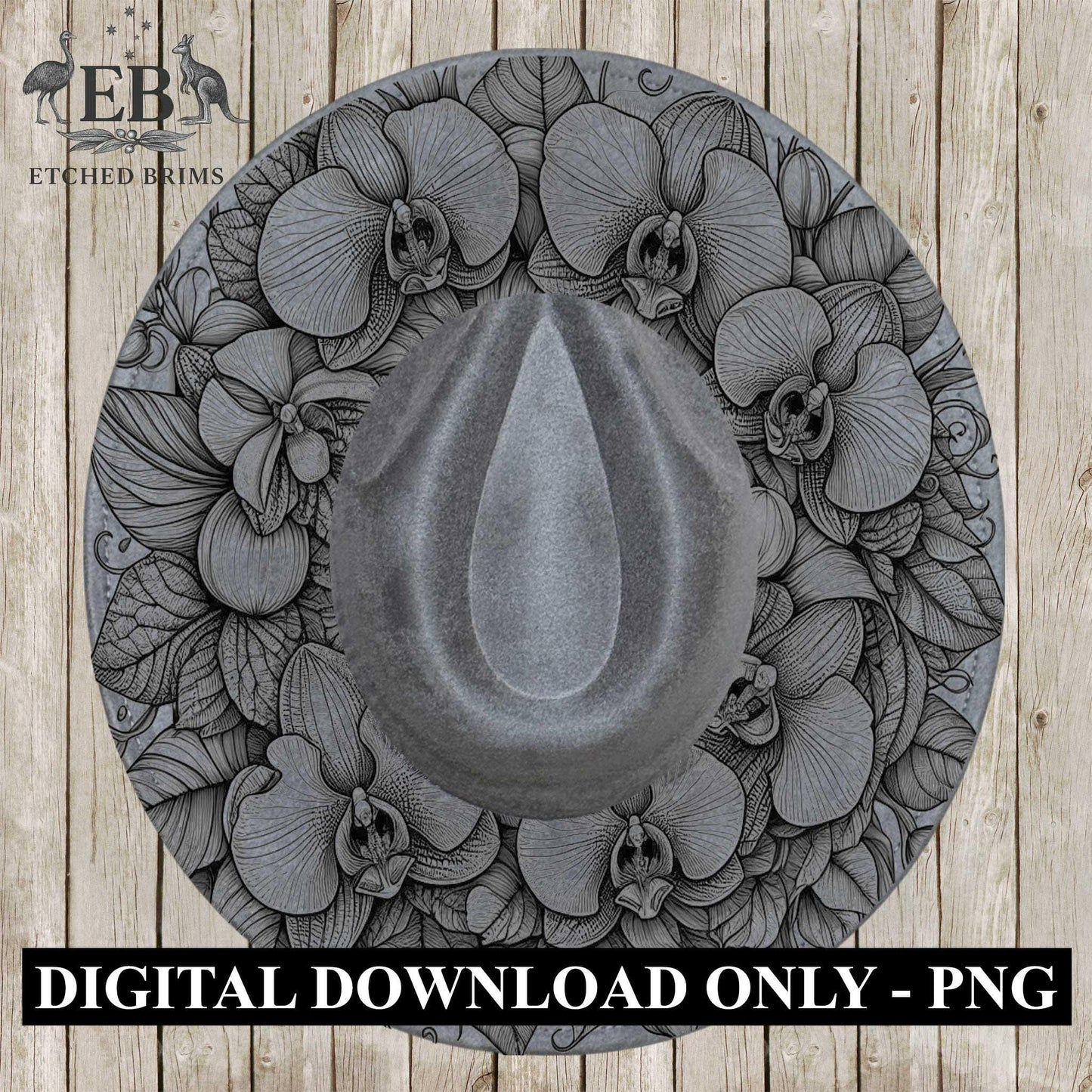 Orchid Flowers 1 Hat File, Laser Hat Burning Design, Digital Download PNG, Hat Burning Template, Hat Laser Engraving Design, Hat File EB635