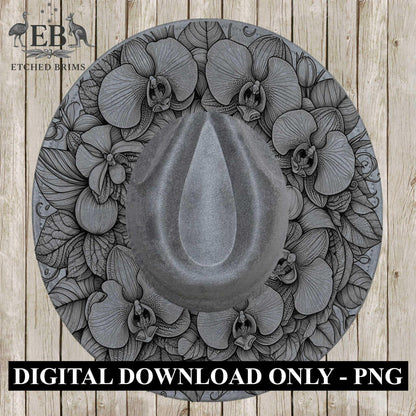 Orchid Flowers 1 Hat File, Laser Hat Burning Design, Digital Download PNG, Hat Burning Template, Hat Laser Engraving Design, Hat File EB635