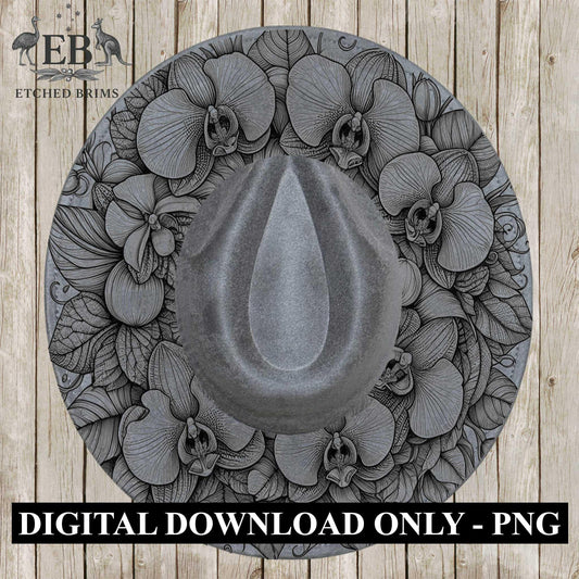 Orchid Flowers 1 Hat File, Laser Hat Burning Design, Digital Download PNG, Hat Burning Template, Hat Laser Engraving Design, Hat File EB635