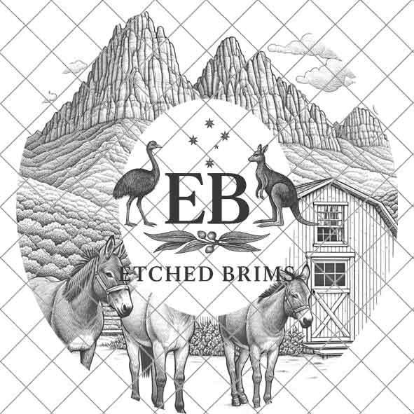 Mule Donkey Cabin Desert Mountains 8 Design, Laser Hat Burning Design, Digital Download PNG, Hat Burning Template, Wide Brim Hat File, EB240