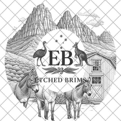 Mule Donkey Cabin Desert Mountains 8 Design, Laser Hat Burning Design, Digital Download PNG, Hat Burning Template, Wide Brim Hat File, EB240