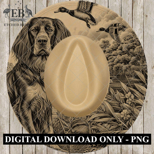 Hat Burning Design, Boykin Spaniel Duck Hunting Dog, Laser Engraving Template, PNG, Digital File for Burning Hats, EB967