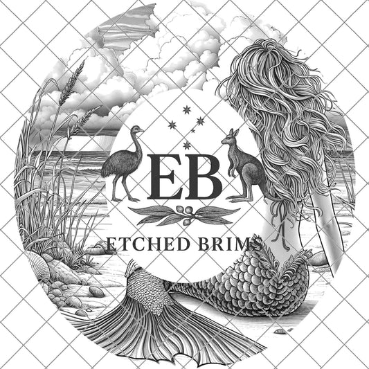 Mermaid on the Beach 7, Hat Burning Design, Digital Download PNG, Hat Burning Template, Laser Engraving Design, Wide Brim Hat File, EB657