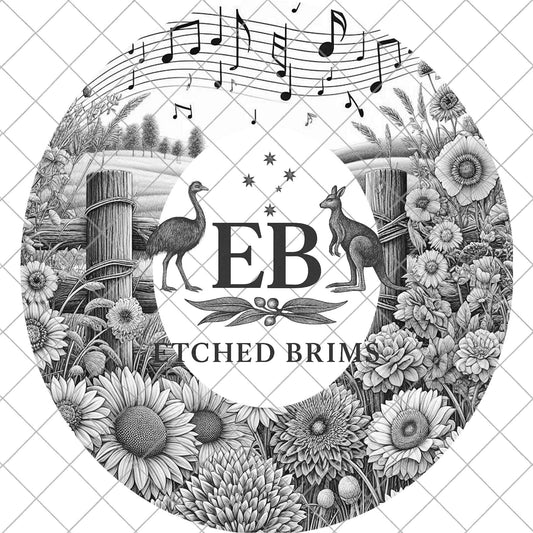 Wildflowers & Country Music, Hat Burning Design, Fedora Hat Laser Engraving Template, PNG PDF, EB1057