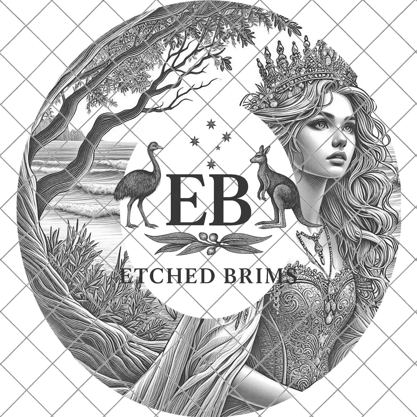Fairytale Princess, Hat Burning Design, Wide Brim Hat Template, Burned Hat PNG, Pyrography, Printable Hat Stencil Pattern, EB819