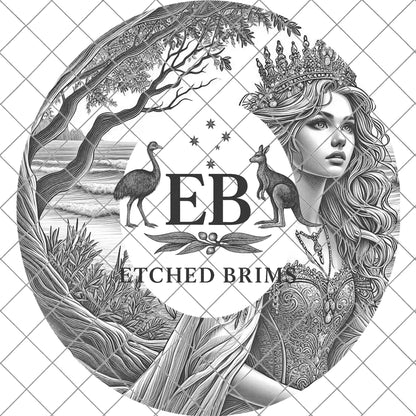 Fairytale Princess, Hat Burning Design, Wide Brim Hat Template, Burned Hat PNG, Pyrography, Printable Hat Stencil Pattern, EB819