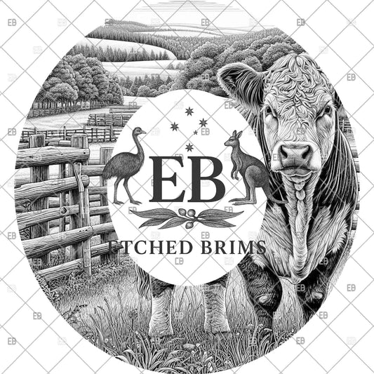 Hereford Cow Hat Burning Design, Farm Cow Wide Brim Hat Template, Pyrography Hat Design, Laser File, EB1230