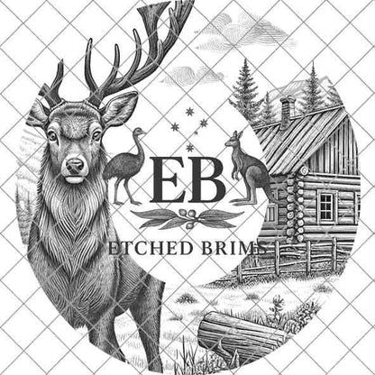 Hat Burning Design, Deer 2, Hat Burning Stencil, Hat Burning Template, Hat Laser Engraving Design, PNG & PDF File, Hunting, Hat File EB454