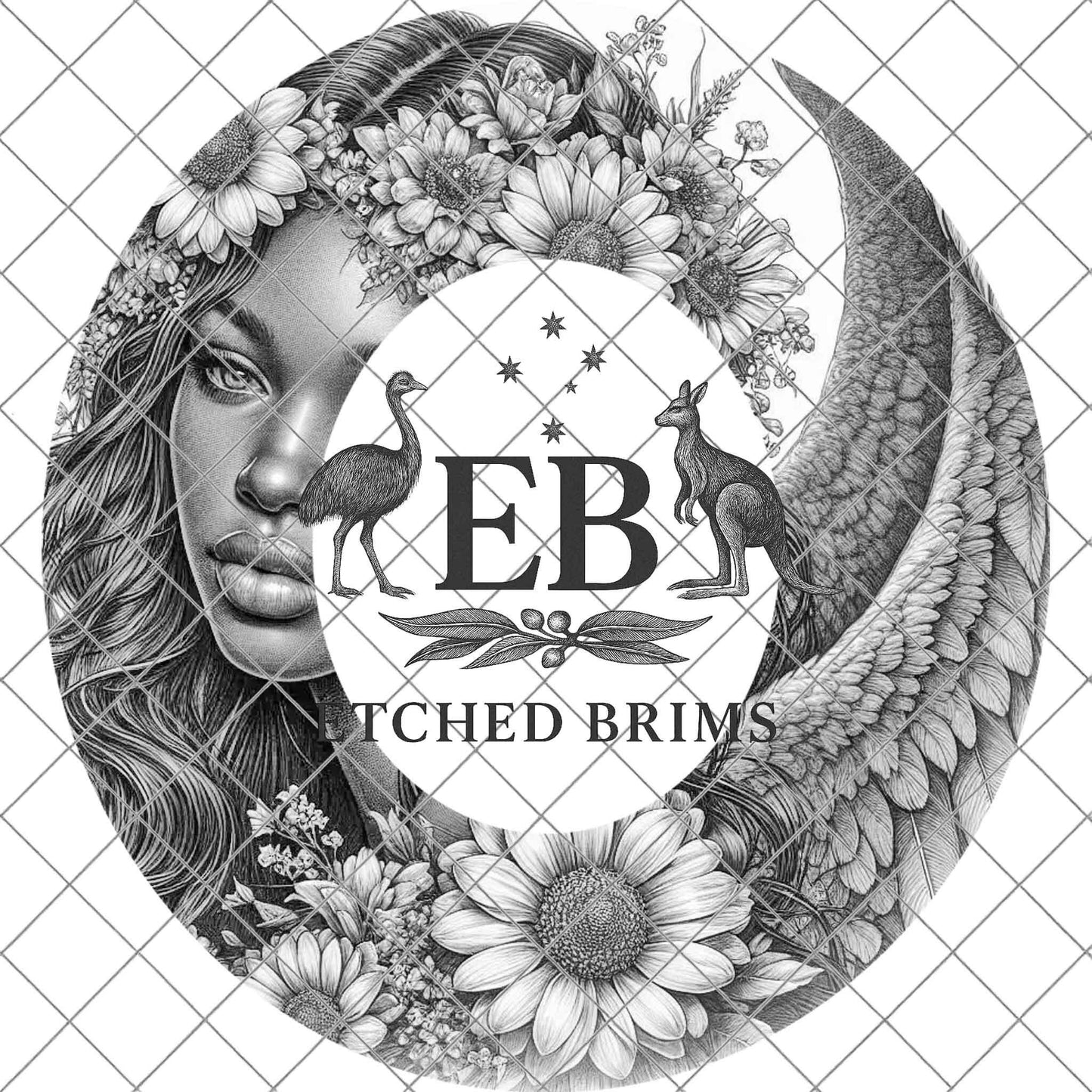 Angel Woman Wings, Hat Burning Design, Wide Brim Hat Template, Burned Hat PNG, Pyrography, Hat Design Pattern, EB814
