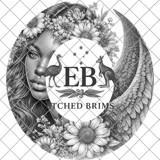 Angel Woman Wings, Hat Burning Design, Wide Brim Hat Template, Burned Hat PNG, Pyrography, Hat Design Pattern, EB814