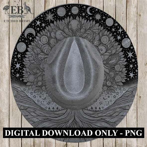 Tree of Life #9, Laser Hat Burning Design, Digital Download PNG, Hat Burning Template, Hat Laser Engraving Design, Wide Brim Hat File, EB46