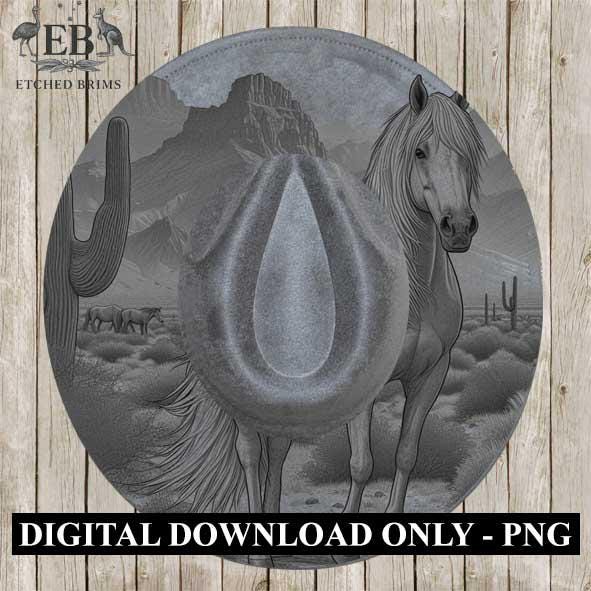 Desert Horse 7, Laser Hat Burning Design, Digital Download PNG, Hat Burning Template, Hat Laser Engraving Design, Hat File EB348
