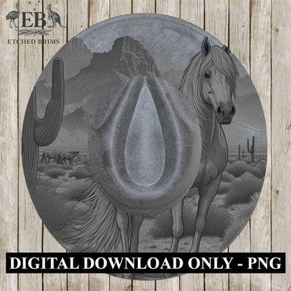 Desert Horse 7, Laser Hat Burning Design, Digital Download PNG, Hat Burning Template, Hat Laser Engraving Design, Hat File EB348