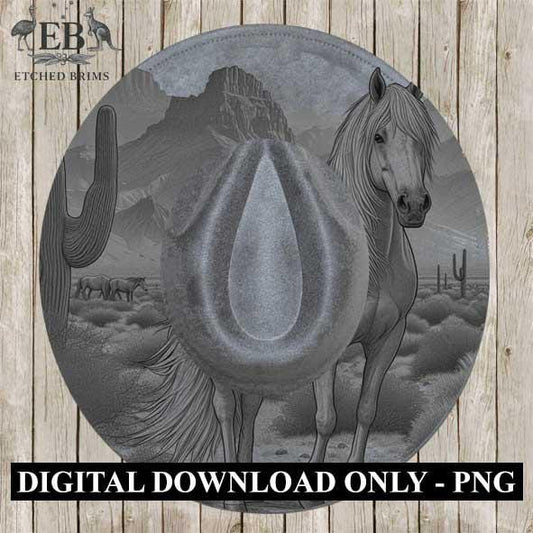 Desert Horse 7, Laser Hat Burning Design, Digital Download PNG, Hat Burning Template, Hat Laser Engraving Design, Hat File EB348