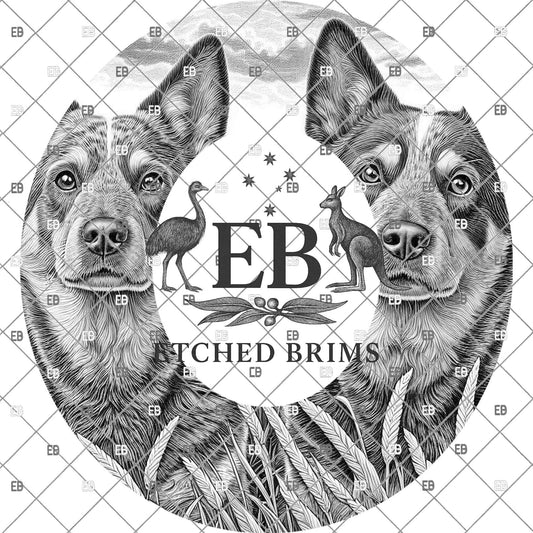 Blue Heeler Dogs, Hat Engraving Design for Laser Burning, Farm Dogs PNG, Wide Brim Fedora, EB1181