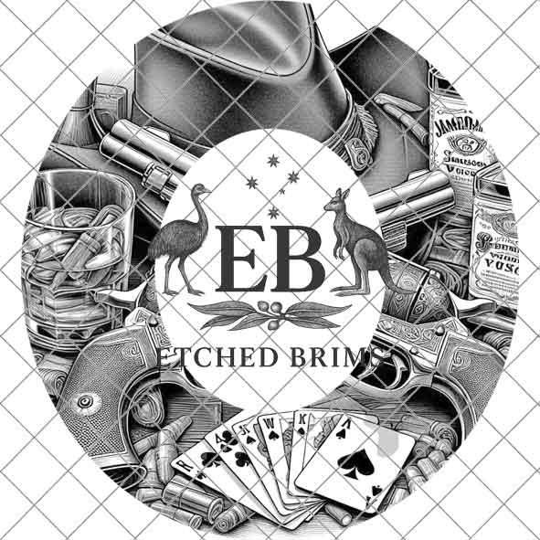 Cowboy Hat Guns 1, Laser Hat Burning Design, Digital Download PNG Hat Burning Template, Hat Laser Engraving Design Wide Brim Hat File EB250