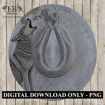 Desert Wolf and Moon 4 Half Hat Burning Design, Hat Engraving Template, Laser Hat Design, Wide Brim Hat, Stencil for Hat Burning SVG, EB583