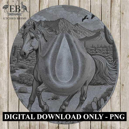 Desert Horse 11, Laser Hat Burning Design, Digital Download PNG, Hat Burning Template, Hat Laser Engraving Design, Hat File EB349
