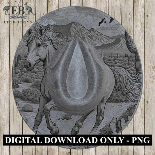 Desert Horse 11, Laser Hat Burning Design, Digital Download PNG, Hat Burning Template, Hat Laser Engraving Design, Hat File EB349