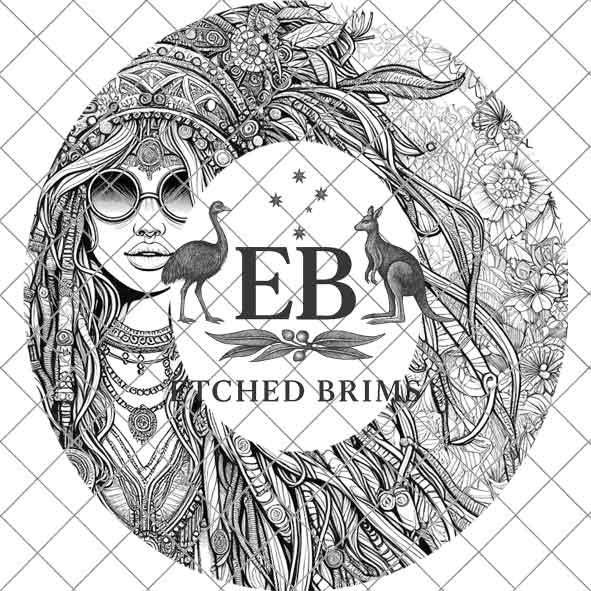 Hippy Woman 10, Boho Hippie, Laser Hat Burning Design,Digital Download PNG, Hat Burning Template, Hat Laser Engraving Design, Hat File EB151