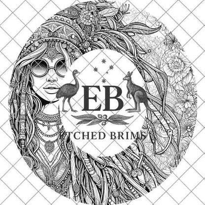 Hippy Woman 10, Boho Hippie, Laser Hat Burning Design,Digital Download PNG, Hat Burning Template, Hat Laser Engraving Design, Hat File EB151