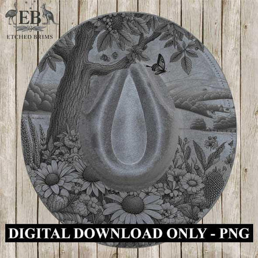 Hat Burning Design, Wildflowers 1, Hat Burning Stencil, PNG & PDF, Hat Burning Template, Laser Hat Burning File, BOHO, Hat File EB294
