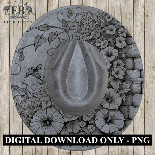 Flowers 9, Laser Hat Burning Design, Digital Download PNG, Hat Burning Template, Hat Laser Engraving Design, Flower Hat File EB67