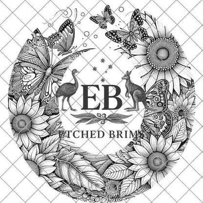 Sunflowers & Butterflies 3, Laser Hat Burning Design, Digital Download PNG, Hat Burning Template, Hat Laser Engraving Design, Hat File EB93