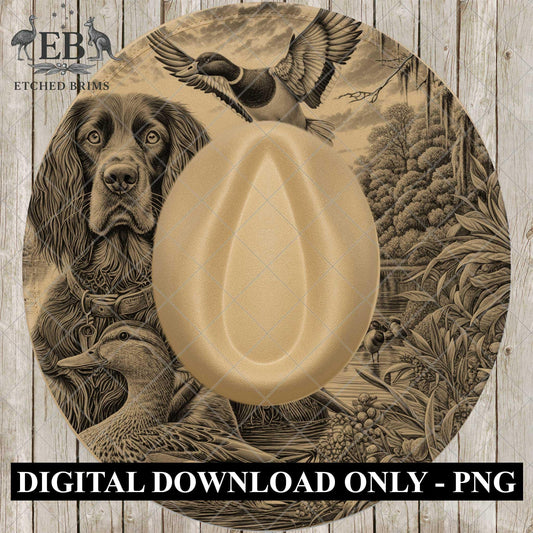 Hat Burning Design, Boykin Spaniel Dog, Duck Hunting, Laser Engraving Template, PNG, Digital File for Burning Hats, EB969