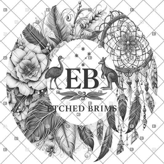 Dreamcatcher Feathers and Flowers, Hat Burning Designs, Printable Traceable Designs for Hat Burning, digital download, EB1148