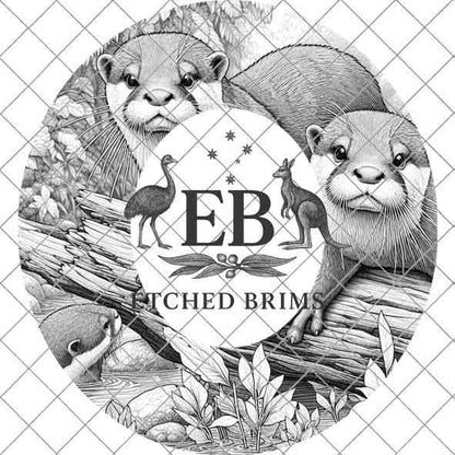 Otters 6 Hat File, Hat Burning Design, Digital Download PNG, Hat Burning Template, Hat Laser Engraving Design, Otter Design, Hat File EB325