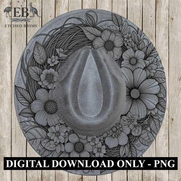 Hat Burning Design, Wildflowers 6, Hat Burning Stencil, PDF & PNG download, Hat Burning Template, Hat Laser Engraving Design, Hat File EB290