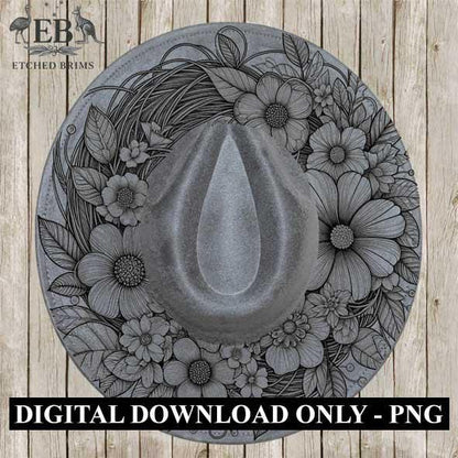 Hat Burning Design, Wildflowers 6, Hat Burning Stencil, PDF & PNG download, Hat Burning Template, Hat Laser Engraving Design, Hat File EB290