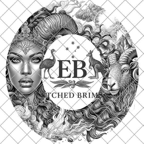 Aries Zodiac Hat Design PNG, Laser Engraving File, Western Boho Digital Download, Hat Engraving Design, Western Hat File, EB544