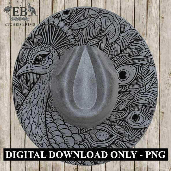Peacock 10 Hat File, Hat Burning Design, Digital Download PNG, Hat Burning Template, Hat Laser Engraving Design, Bird Design, Hat File EB335