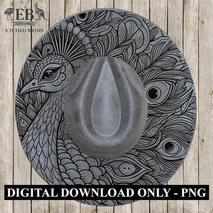 Peacock 10 Hat File, Hat Burning Design, Digital Download PNG, Hat Burning Template, Hat Laser Engraving Design, Bird Design, Hat File EB335