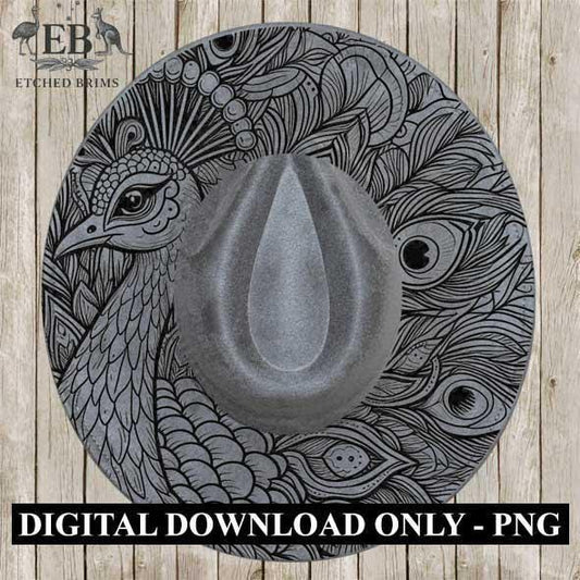 Peacock 10 Hat File, Hat Burning Design, Digital Download PNG, Hat Burning Template, Hat Laser Engraving Design, Bird Design, Hat File EB335