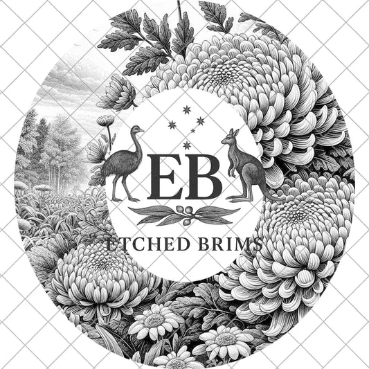 Chrysanthemum Flowers, Hat Burning Design, Digital Download PNG, Hat Burning Template, Hat Laser Engraving Design, Wide Brim, EB1086