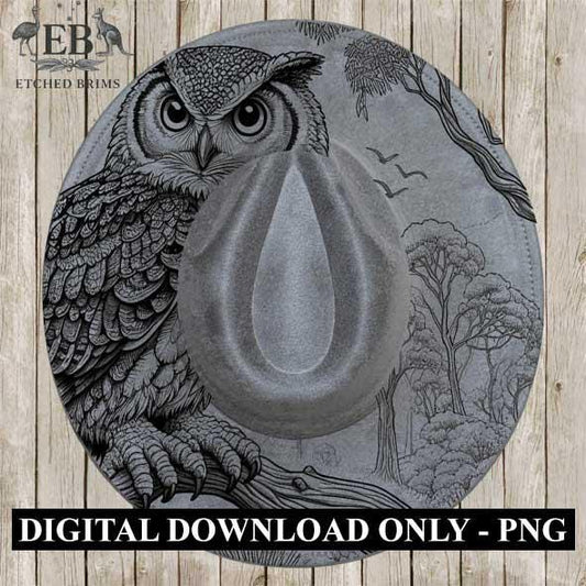 Owl Laser Hat Burning Design, Digital Download PNG, Hat Burning Template, Hat Laser Engraving Design, Wide Brim Hat Laser File, EB01