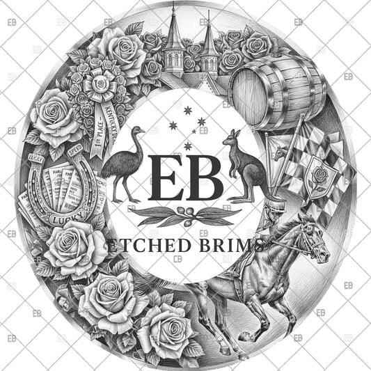 Hat Engraving Template Kentucky Derby | Horse Brim Engraving File | Western Hat Burning Design | Cowboy Laser Engraving PNG, EB1239